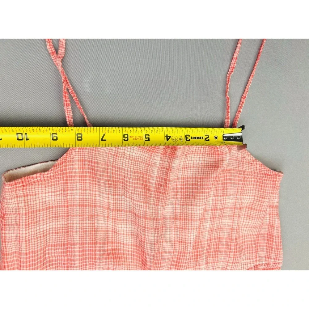 Urban Outfitters Women's XS Gauzy‎ Summer Coral Plaid Overalls Jumpsuit